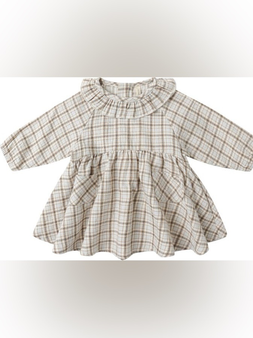 Quincy Mae Simone Plaid Long Sleeve Organic Cotton Dress Size 18-24 Months